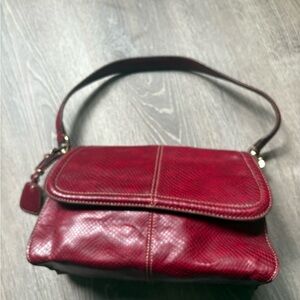 Liz Claiborne Red Leather Shoulder Bag with Flap